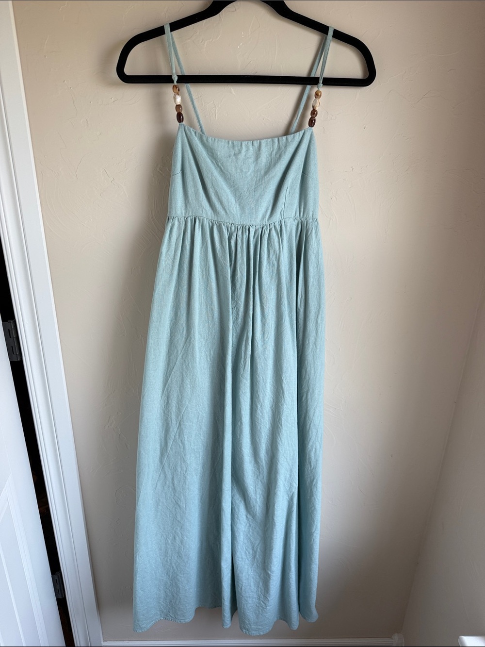 Abercrombie & Fitch Light Blue Maxi Dress with Beaded Straps